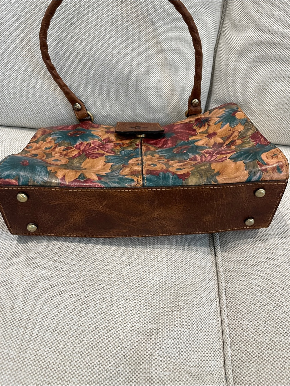 Patricia Nash Floral Leather Shoulder Bag Teal, Burgundy, Mustard, Brown - Picture 9 of 15